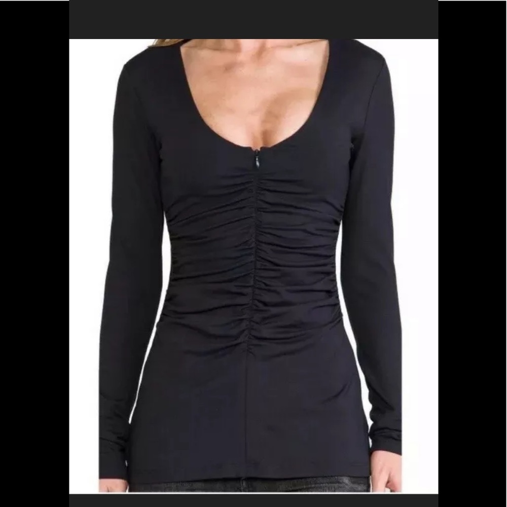 Susana Monaco Long Sleeve Zip Up Front Top Shirt